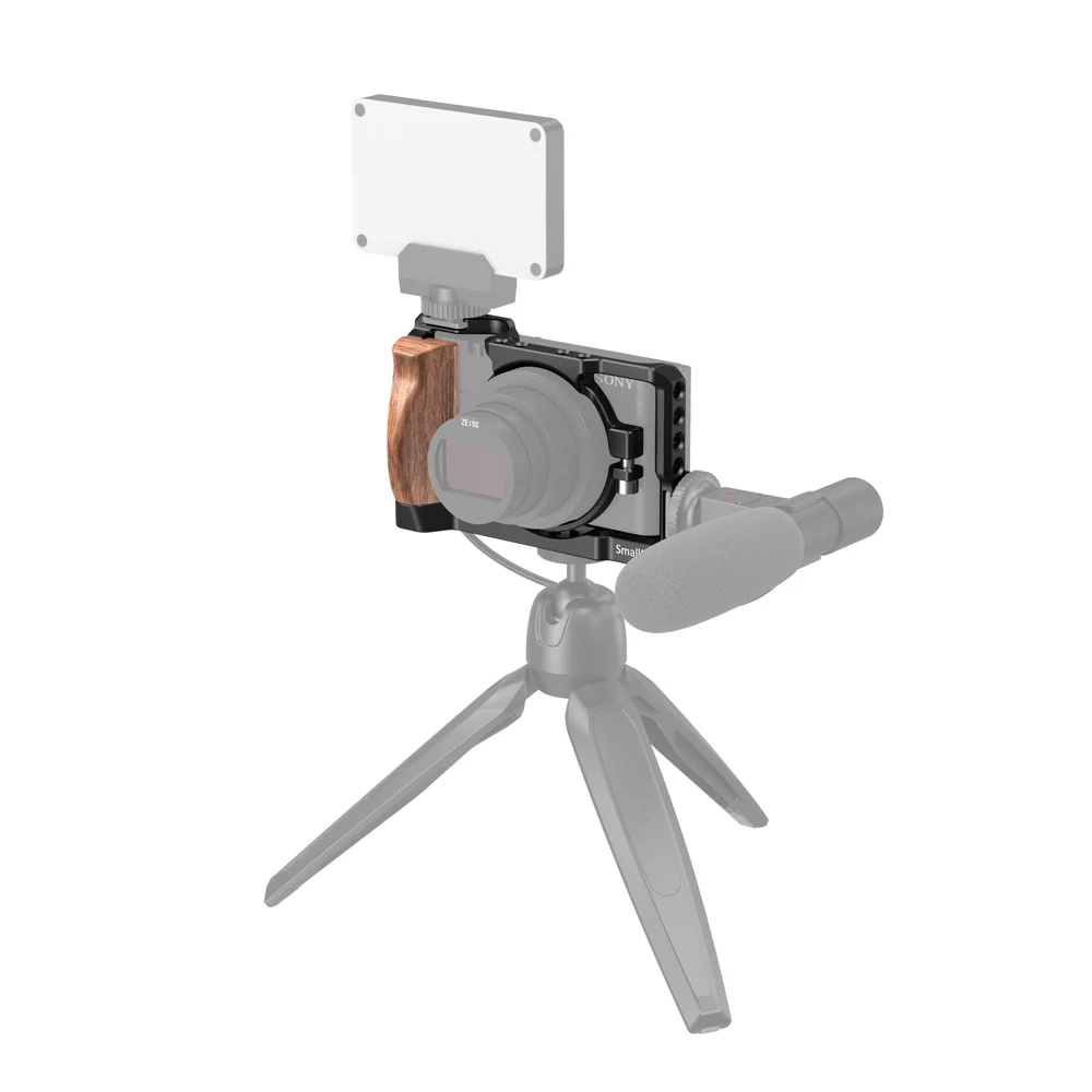 Клетка SmallRig для камеры Sony RX100 VII и RX100 VI с деревянной боковой ручкой, крепление холодного башмака, микрофон Fr, DIY варианты 2434 (art.: 3a361d99aa7) - 3a361d99aa7