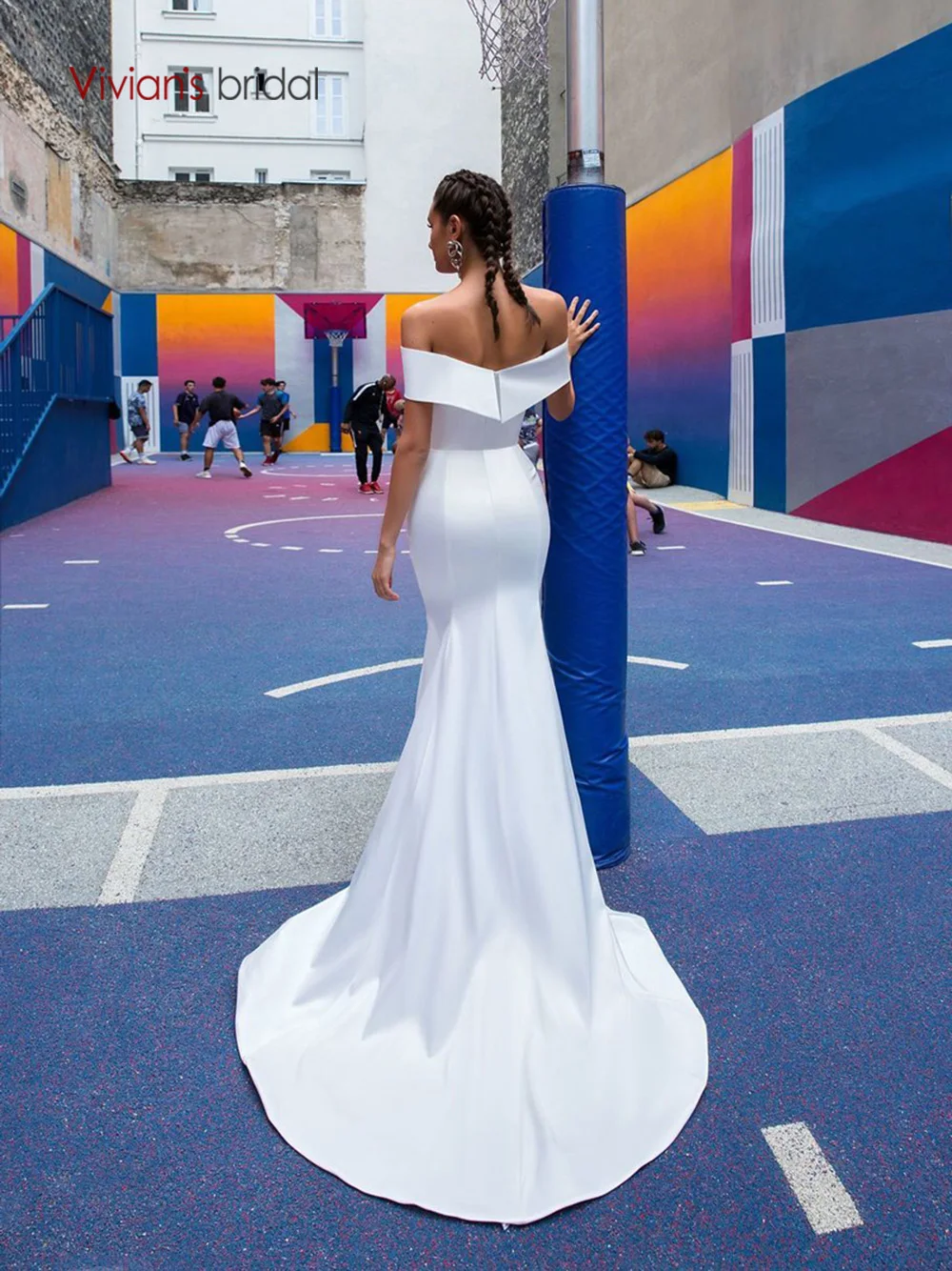 Vivian's Bridal, хит, светоотражающее атласное свадебное платье, сексуальное, без бретелек, с открытыми плечами, со съемным шлейфом, Русалка, свадебное платье