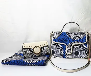 

african wax print fabric african fabric ankara fabric shoulder bag 6yard cotton fabric with 2pcs handbag women party bags TN-A23