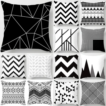 

Brief Black White Geometric Sofa Decorative Cushion Cover Pillow Pillowcase Polyester Throw Pillow Home Decor Pillowcover 40525