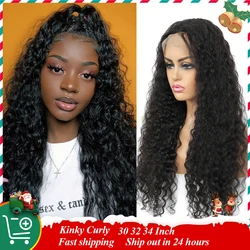 Kinky Curly Lace Front Human Hair Wigs 13X4 Frontal Lace Wigs 16-34 Inch Curly Wig PrePlucked Wigs for Women Brazilian Remy Hair