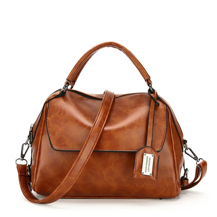 

Fu Jia Ni 2019 New Style Simple Versatile Large-Volume Simple Commuting Really PU Leather Shoulder Handbag