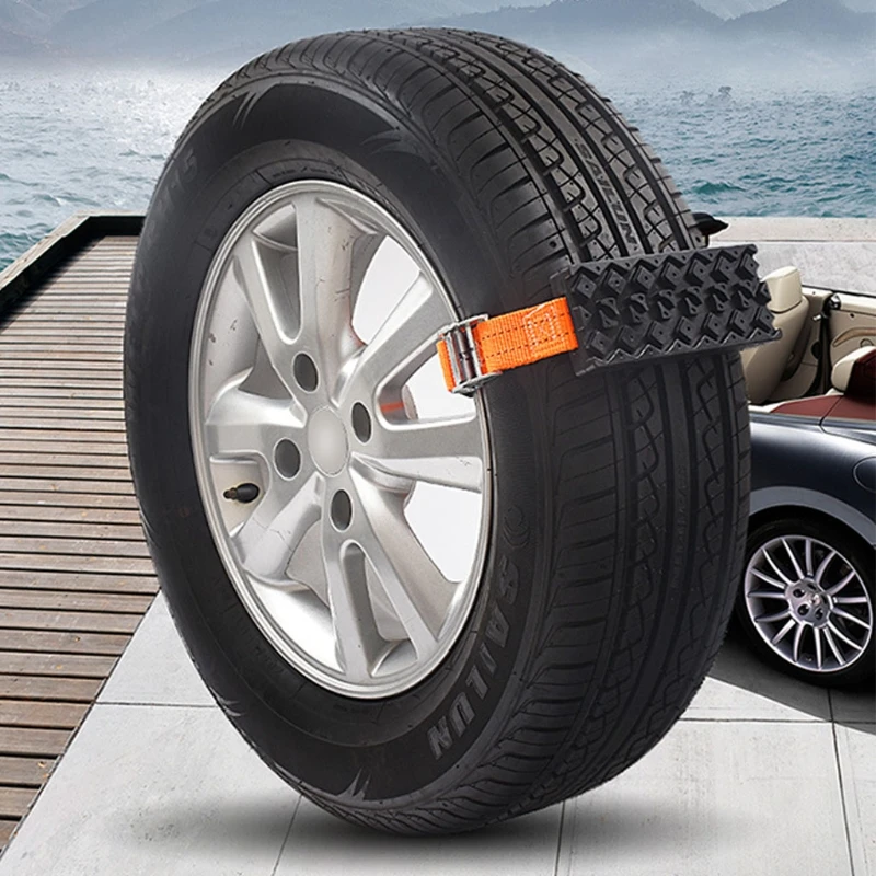 Tire Traction Device for Snow Mud Sand Large SUVs Set of 2 Easy to Install Get Unstuck Fast Mat Chain Alternative