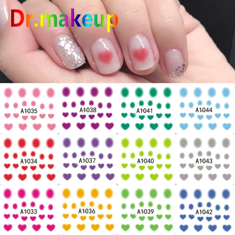 

Dr.makeup DIY 12 pcs Water Transfer Stickers Set Heart-Shaped Japanese Alphabet Adhesive Nail Sliders Manicure Nail Art Decals