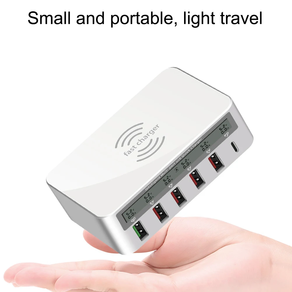 Qi Беспроводное зарядное устройство USB 40 Вт Светодиодный Дисплей Quick Charge 3,0 быстрозарядная станция для iPhone X samsung huawei Nexus Mi адаптер