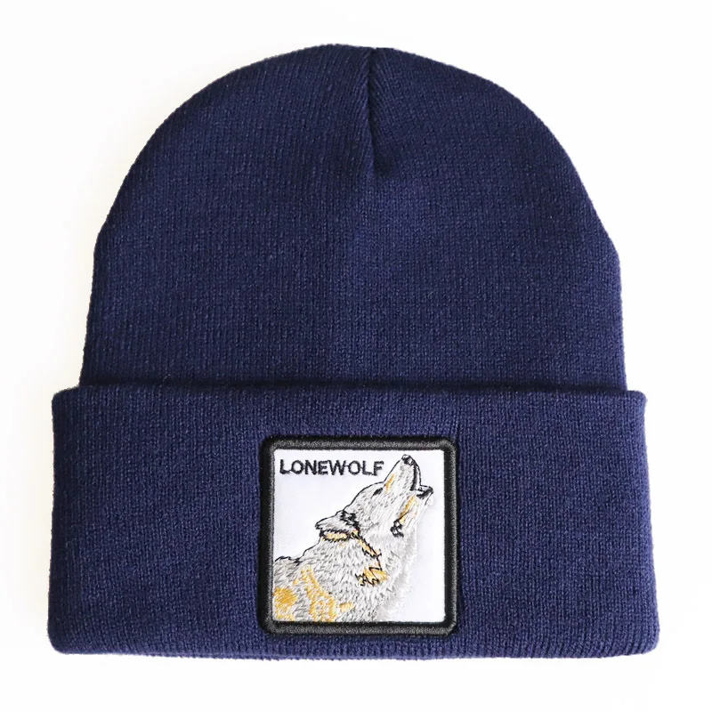 

2019 New Wolf Pattern Animal Farm Beanies Unisex Cool Funny Knit Winter Hats for Men and Women One Size Fits Dropshipping