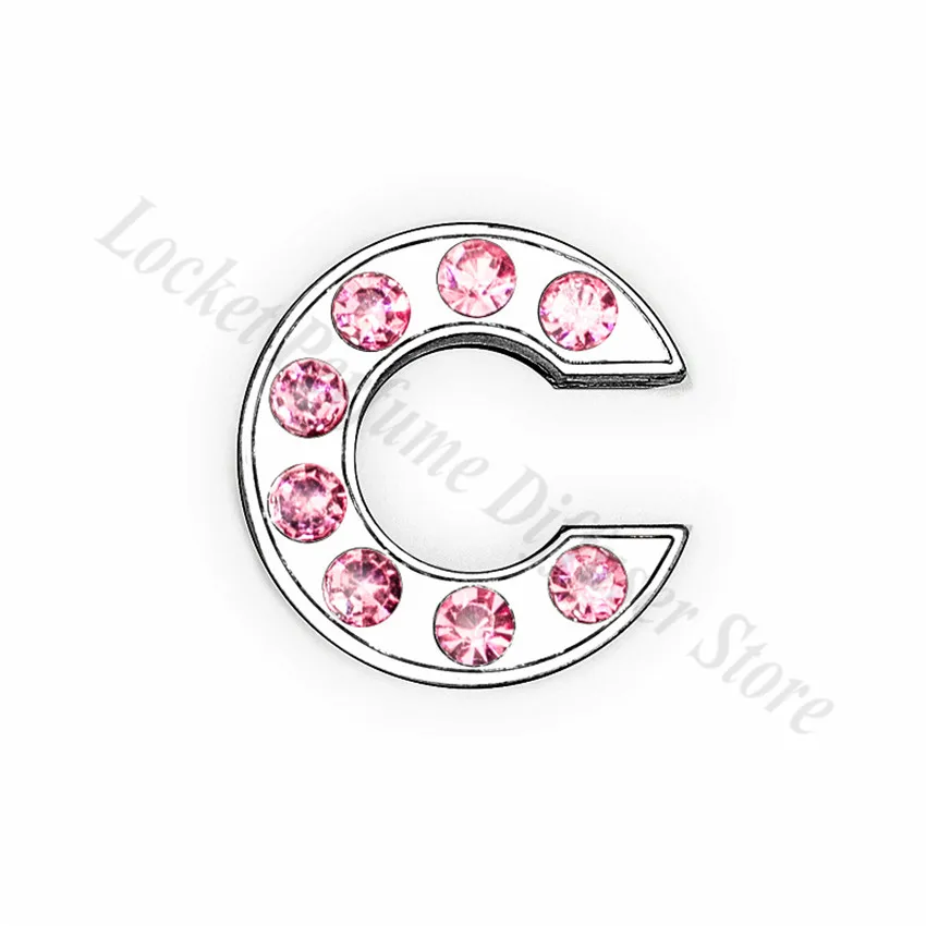 A-Z 8mm Pink Full Rhinestone Slide Letters For Bracelet Making Alphabet DIY Wristband Pet Collar Keychain Jewelry Women Gift 1pc letter bead jewelry