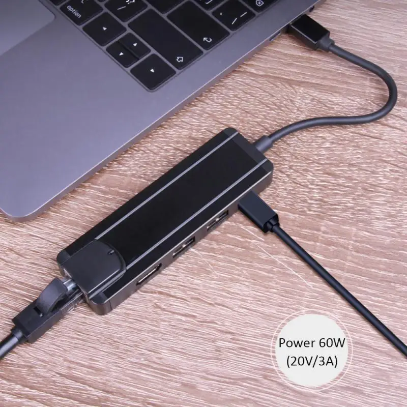 5 в 1 type C концентратор USB-C к PD тип-c/HDMI/RJ45 Сплиттер конвертер адаптер концентратор док-станция для Macbook Pro IMac ПК ноутбук