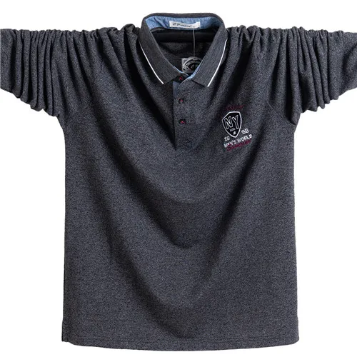 Осенние повседневные мужские рубашки поло с длинным рукавом высокого качества хлопок вышивка бренд Tace& Shark Мужские рубашки поло Евро Размер 5XL - Цвет: HY5103-BLACK