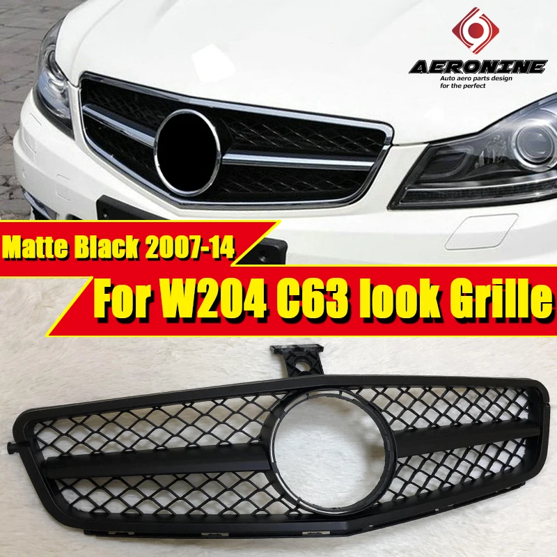 Для Mercedes C Class W204 салон купе спортивный C63 стиль Передняя решетка гриль решетки ABS материя черный прямой 1:1 замена 07-14