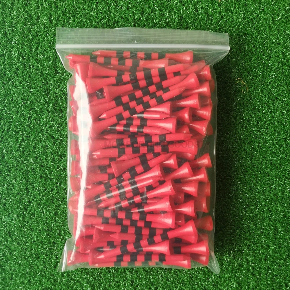 100pcs/Bag Bamboo Golf Tees Wite Red With Black Stripe Mark Scale 70mm 83mm Golf Accesories 2 size New Colorfull Golf Ball Tee 7