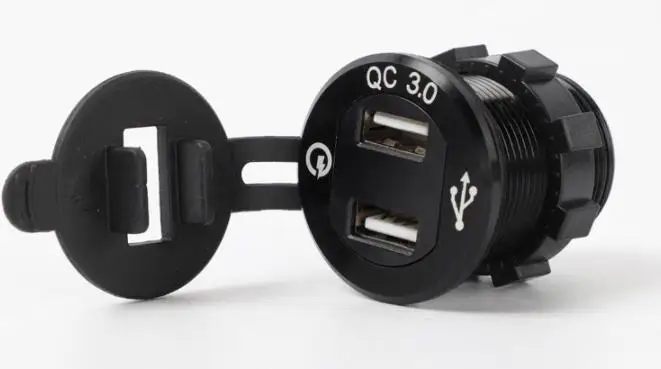 50 шт. розетка в автомобиль USB Quick 3,0 зарядка двойной USB мотоцикл розетка алюминиевая QC 3,0 автомобильный прикуриватель