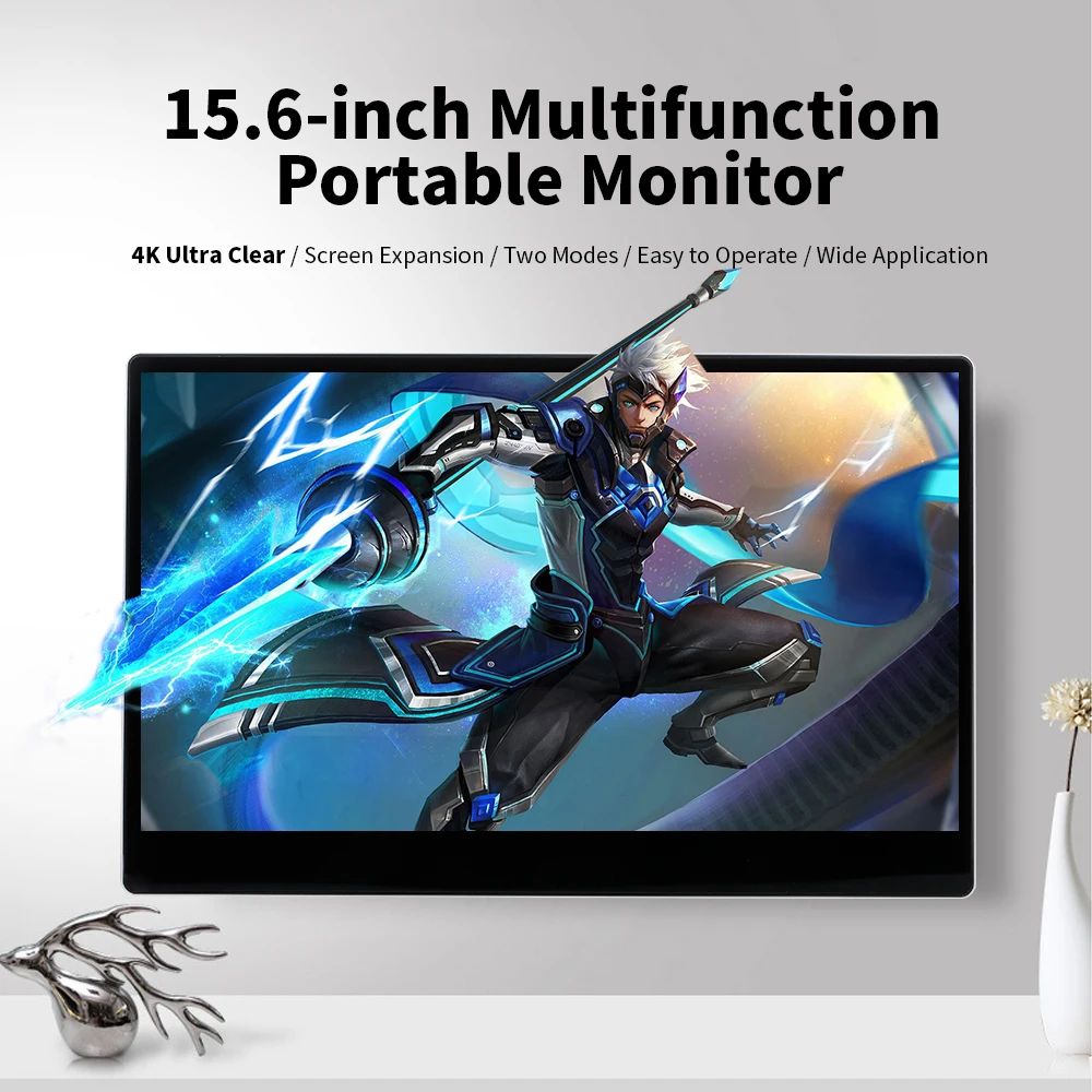 Arealer 4K Portable Monitor 15.6'' Touch Screen LED Monitor IPS Expansion Screen 3840×2160 Portable Monitor for Switch/PS4/XBOX