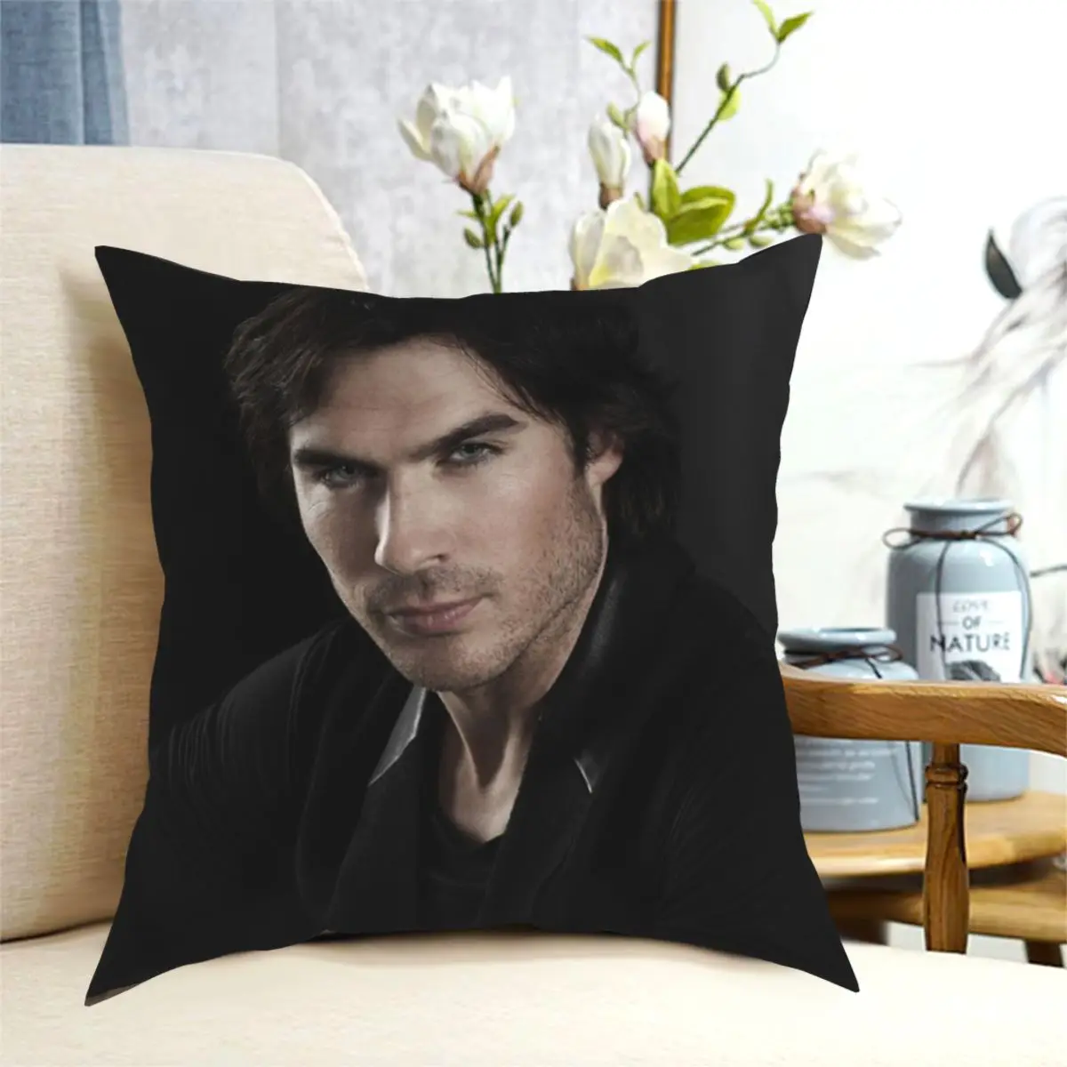 

Lan Somerhalder Pillowcase Polyester Pattern Zip Decorative Pillow Case for Room Cushion Cover 18"