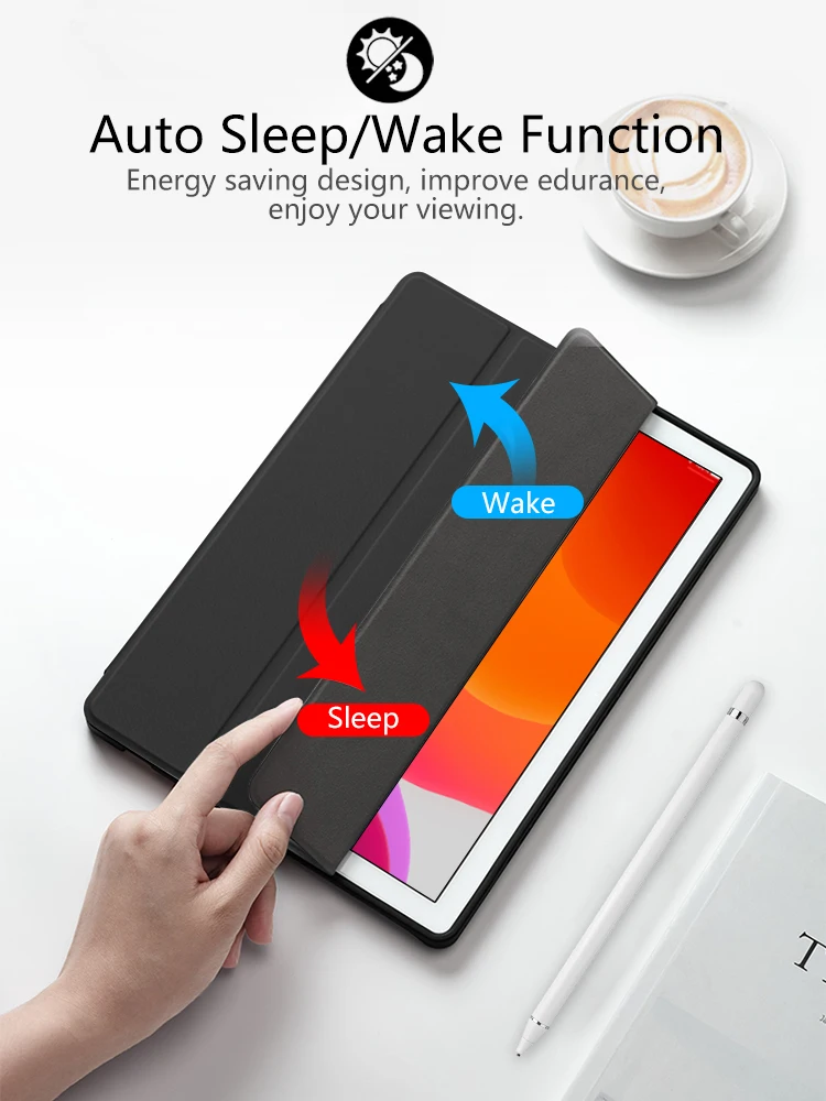 Ceny Etui do ipada 10.2 2019 etui do ipada 7. Generacji 2019 miękka TPU pokrowiec na Tablet z pojemnik na ołówki do ipada 7 funda capa + prezenty