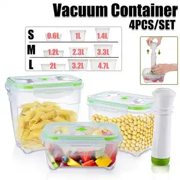 

4Pcs/set Vacuum Container With Vacuum Pump Vacuum Preservation Box Refrigerator Kitchen Microwave Oven Large Capacity 0.6L-4.7L