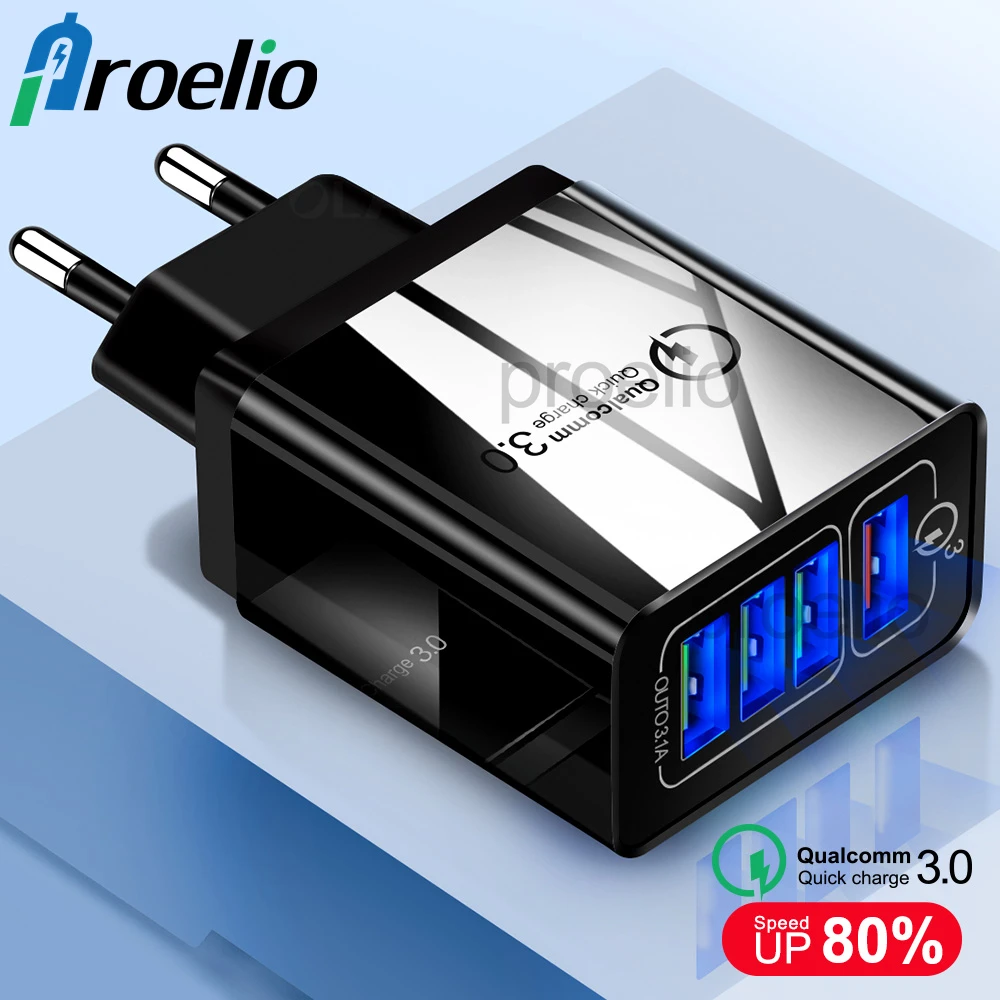 

Proelio LED Quick Charge 3.0 Multi USB Charger For iPhone X XR For Xiaomi Portable Quick Charge 3.0 Fast Charging Phone Charger
