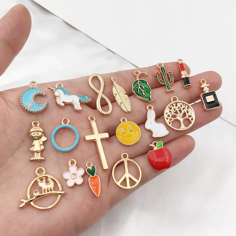 Mixed Cartoon Animal Tree Enamel Charms Beads Jewelry Making Diy Pendant Neacklace Bracelet Accessaries 10-50Pcs