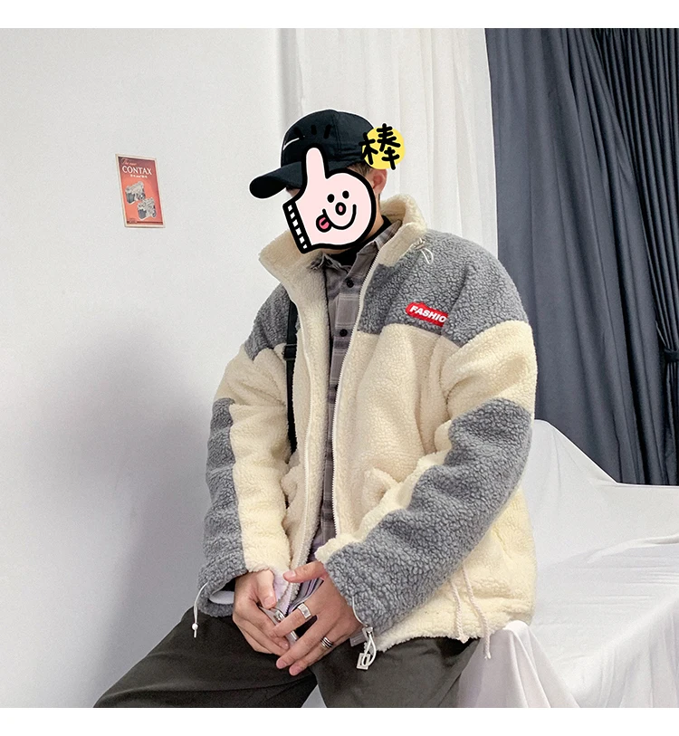 Winter Korean Version Of Europe And The New Thickening Lapel Loose Stitching Wool Liner Woolen Coat