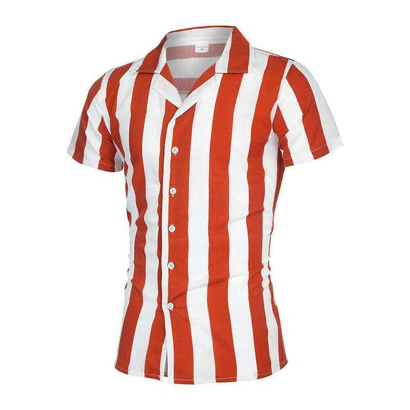 Fashion men striped Shirt Luxury Men's Slim Fit Shirt Short Sleeve Stylish Formal Casual Tee Tops blusa masculina