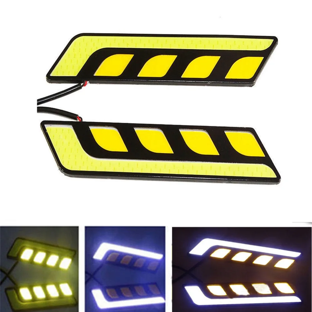 Ultra Thin LED DRL Light Strip For Cars - 45cm Eyebrow Running Lights With Amber Turn Signal