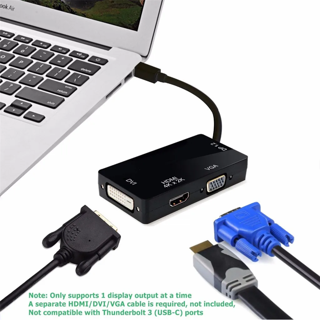 Адаптер для видео PC tv Mini display Port К HDMI VGA DVI адаптер 4K 3 в 1 адаптер видео дисплей конвертер FW3