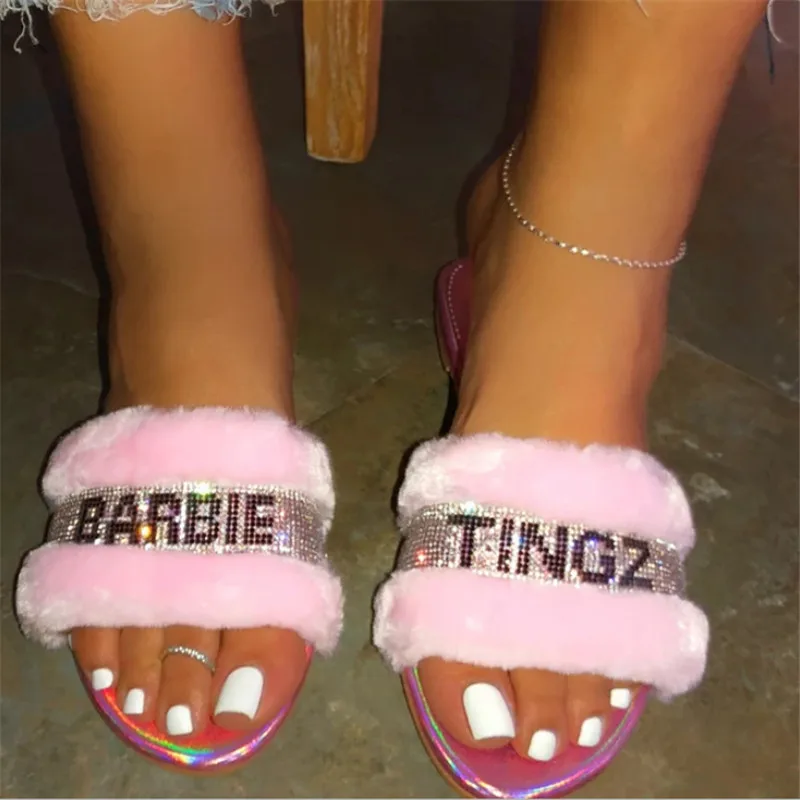 

Women's Slippers Zapatos De Mujer Fashion Pink Crystal Beach Slipper Flat Shoes Women Slides Plus Size Flip Flops Open Toe