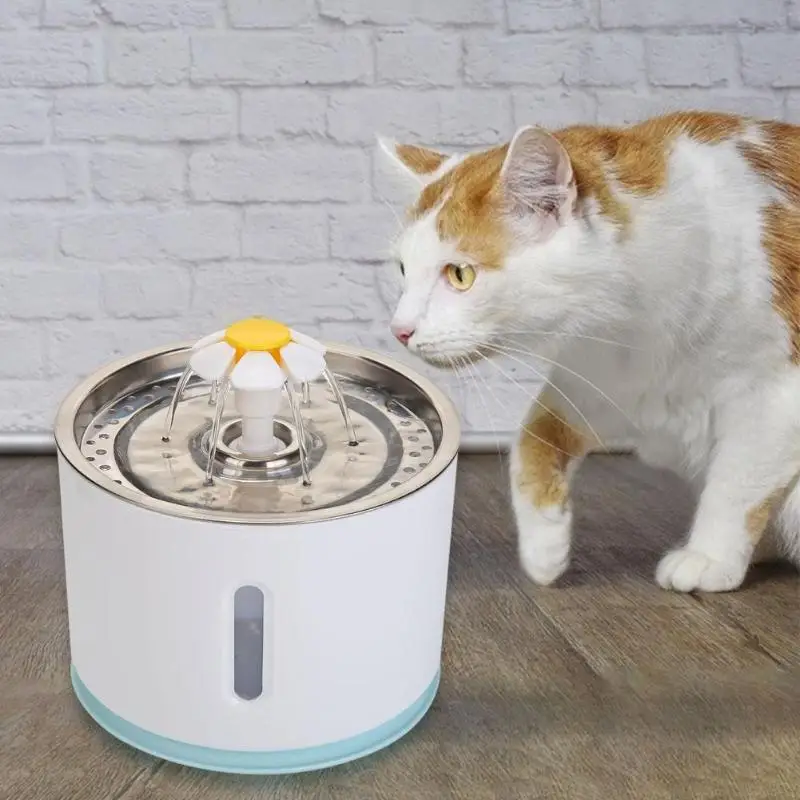 2.4L Automatic Water Dispenser LED Fountain USB Interface Stainless Steel Drinking Pet Dog Cat Health Caring Accessories