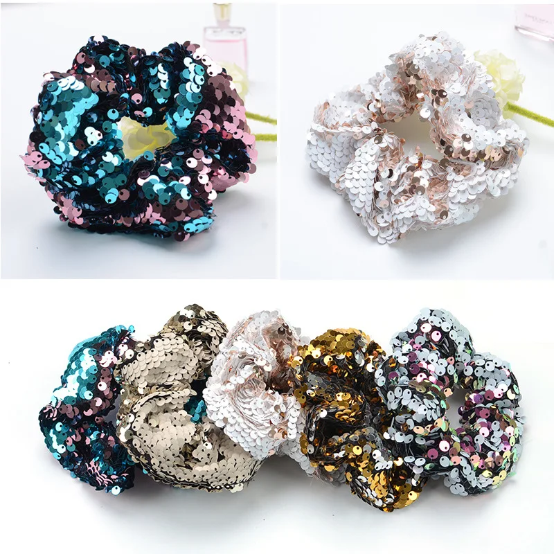 Горячая июня стиль флип блесток двусторонний детский блесток fa quan головной убор свинья кишки цветочный головной венок