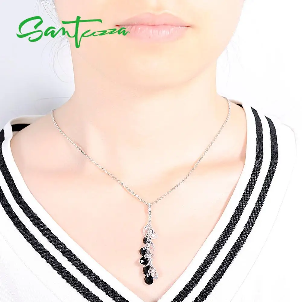 Женский кулон из серебра 925 пробы с черным ониксом и белым фианитом|pendants for women|pendant