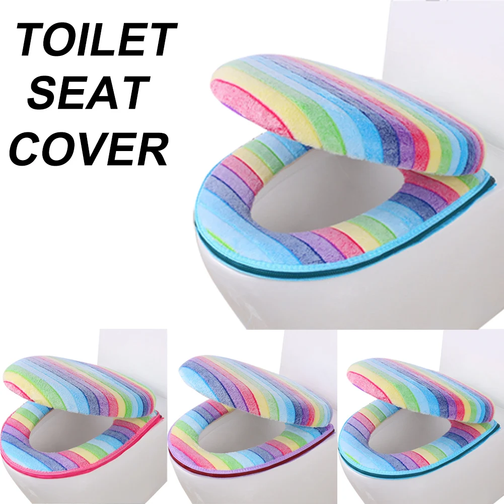 

Universal Toilet Seat Cover Lid Cover Winter Toilet Seat Cushion Fleece Washable Toilet Seat Pad Zipper Closure Design