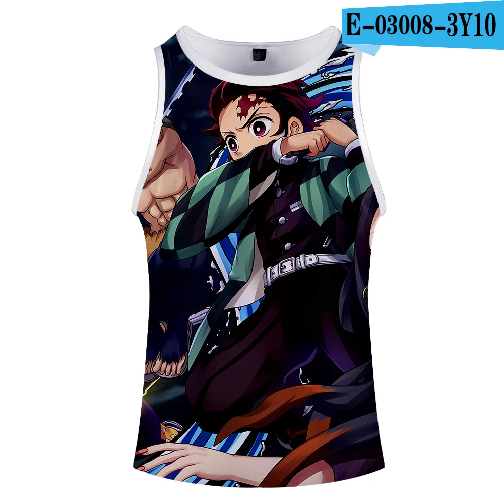 Demon Slayer Kimetsu no Yaiba крутая 3D верхняя одежда Harajuku новая уличная спортивная Стильная майка топы без рукавов модные летние мужские топы - Цвет: 3Y10