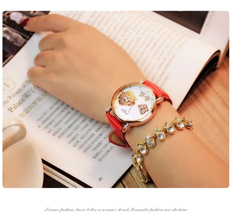 YAZOLE Топ бренд модные женские часы Бабочка розовое золото Роскошные Стразы кварцевые часы Hour Montre Femme Reloj Mujer