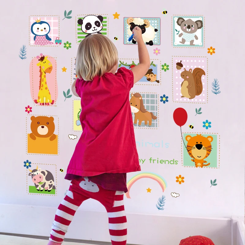 1 Набор, забавные наклейки на стену с изображением зоопарка, милых динозавров, зебры, жирафа, обезьяны для детской комнаты, детской спальни, DIY наклейки на стены, плакат, фреска