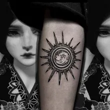 

Waterproof Temporary Tattoo Sun Waves Design Body Art Fake Tattoo Flash Tatto Arm Leg Female Male