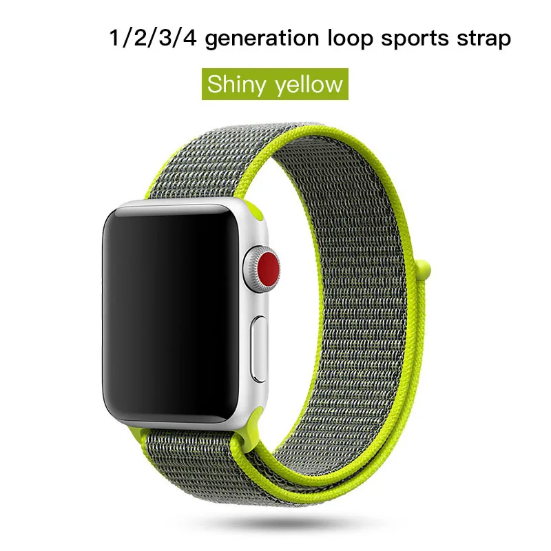 Sport Loop For Apple Watch Band Strap Apple Watch 4 Band 44mm 40mm Band 42mm 38mm Nylon Bracelet Watchband Series 3 2 1 4 - Цвет: shiny yellow