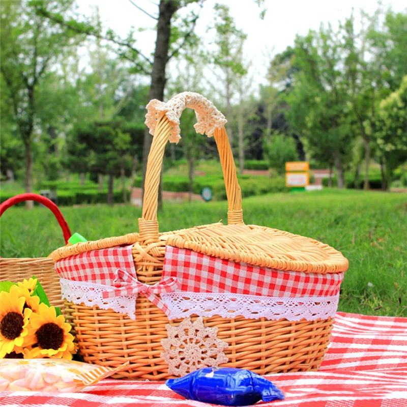 Cesta de de sauce para Picnic, bolsa de cesta de la compra con tapa y ASA, forro colorido para acampar al aire libre, Picnic U3|Cestas de almacenamiento| - AliExpress