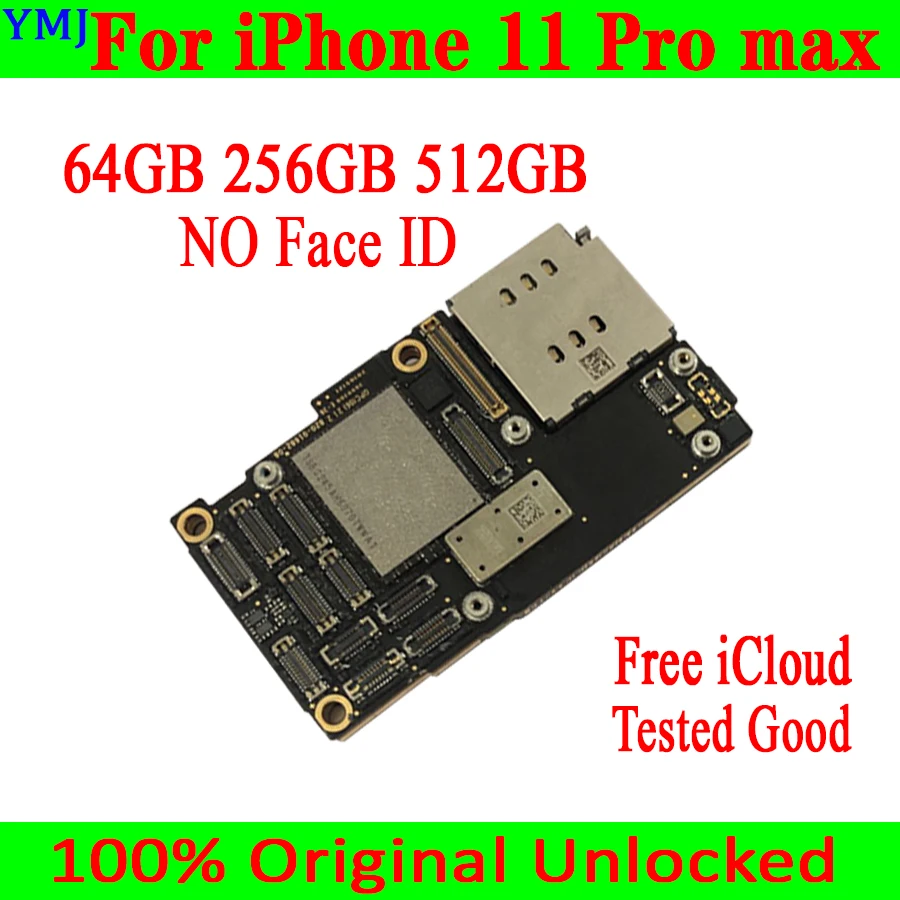 US $207.95 Original Motherboard For iPhone 11 Pro max Factory Unlocked Mainboard Without with Face ID IOS Support LTE 4G Plate