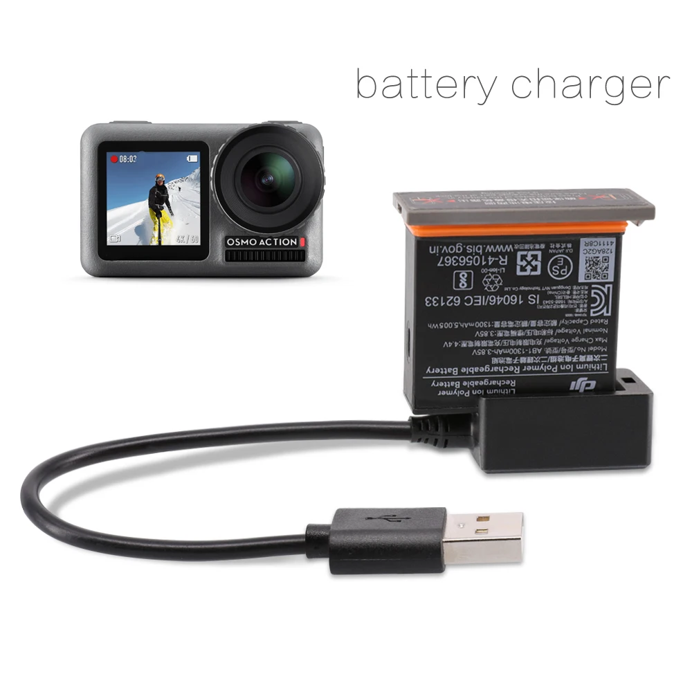 

USB Charger Type-c Charging Port Battery Charging Box Adapter Portable for dji OSMO Action Sport Camera Accessories