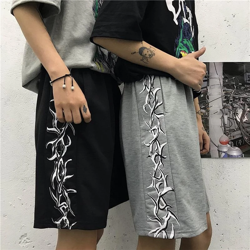 Shorts men's summer wear hip-hop tide brand wild Harajuku simple printed straight loose high waist casual five-point pants Shorts men's summer wear hip-hop tide brand wild Harajuku simple printed straight loose high waist casual five-point pants