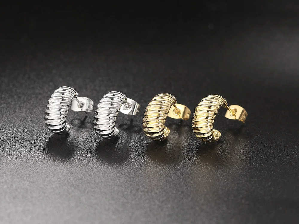 C Form Twist Croissant Ohrringe Für Frauen Trendy Chunky Gold Hoop Ohrringe Kreis Runde Ohrring Weibliche Mode-Schmuck E473 – Detail 3