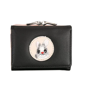 

2020 Women's Short PU Zipper Wallet Embroidery Cute Mini Coin Purse Multifunction Keychain Card Case кошелек женский