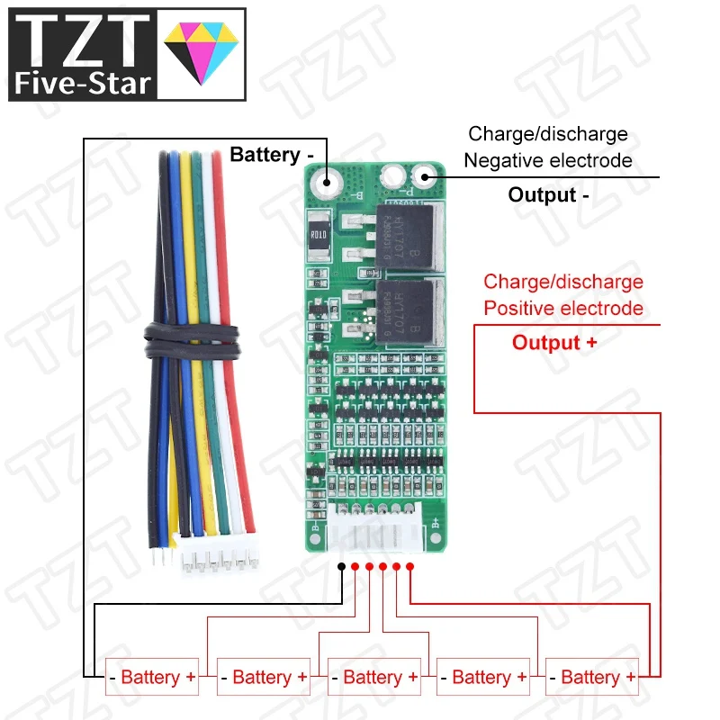 Плата защиты аккумулятора TZT 5S 15A Li-Ion литиевый аккумулятор BMS 18650 18 в 21 |