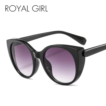 

ROYAL GIRL New Fashion Cat Eye Patchwork Color Sunglasses Women Transparent Lenses Plain Glasses Men Round Eyewear UV400 Ss752