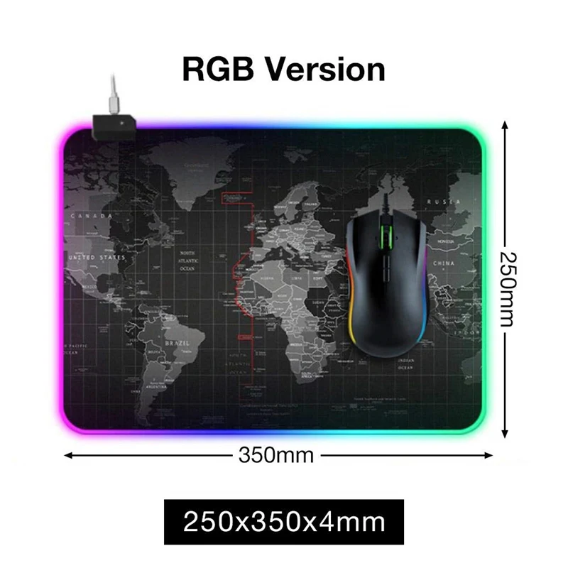 RGB большой игровой коврик для мыши карта мира коврик для мыши красочный компьютерный коврик настольный коврик клавиатура Коврик для ноутбука - Color: 250x350x4mm