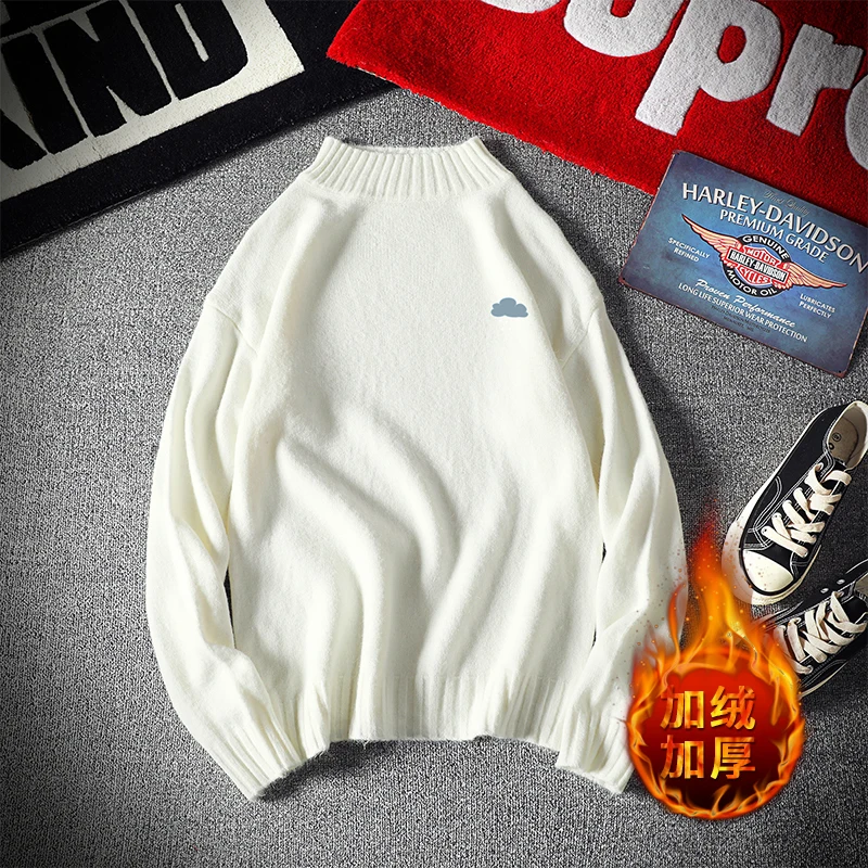 Sweater Men's Slim Warm Fashion Solid Color Casual Knitted Pullover Men Sweater Knitting Sweaters Male Sweter Clothes M-5XL
