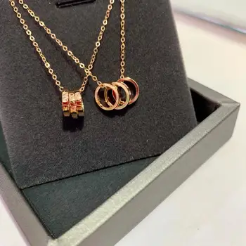

18K Rose Gold Roman Number Necklace Roman Numeral Necklace Three Circle Necklace Christmas Gift for Women Valentines Day Gift