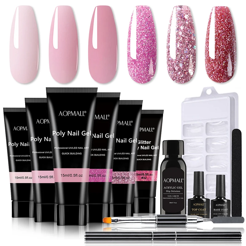 Colorful Poly Nail Gel Starter Nail Kit For Quick Building Acrylic Nail