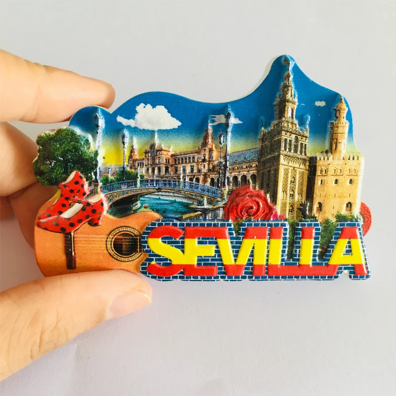 Магниты на холодильник 3D аксессуары для украшения дома Испания Севилья город путешествия сувениры смолы холодильник магнитные наклейки