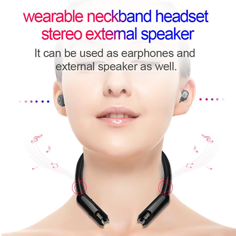 TWS bluetooth наушники стерео беспроводные наушники Extemal динамик 2 в 1 бинауральные звонки носимые шейным ободом гарнитура шеи радио